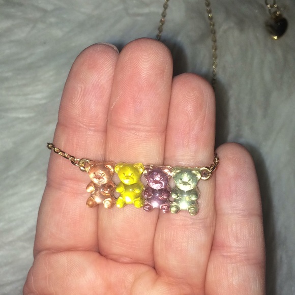 Betsey Johnson Gold Chain Pastel Gummy Bear Necklace - Picture 4 of 7